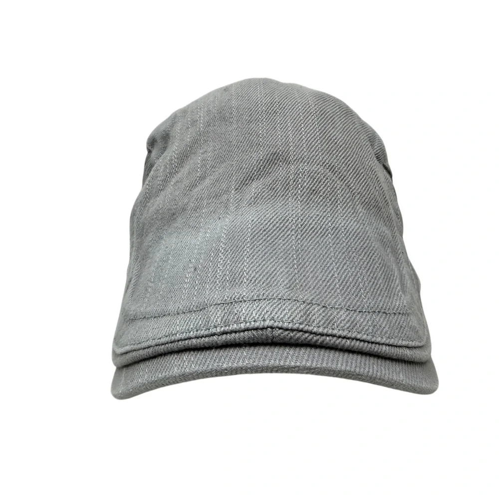 Classic Grey Herringbone Flat Cap Ivy Newsboy Cabby Hat Adjustable Mens Sz OS